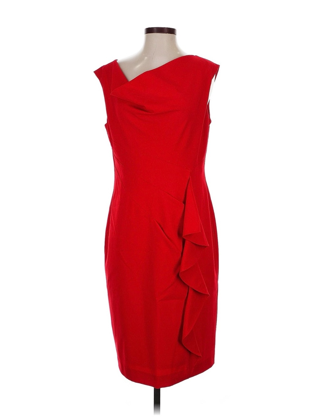 Calvin Klein Holiday Glam Corpcore Elegant Red Ruffle Sheath Cocktail Dress 12